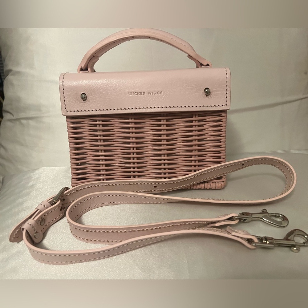 Pink leather Wicker Wings Mini Crossbody
pink wicker and Italian leather
